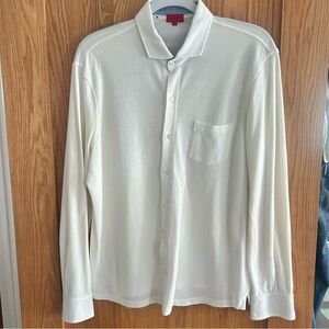 Isaia Cream Long-Sleeve Button-Down Shirt